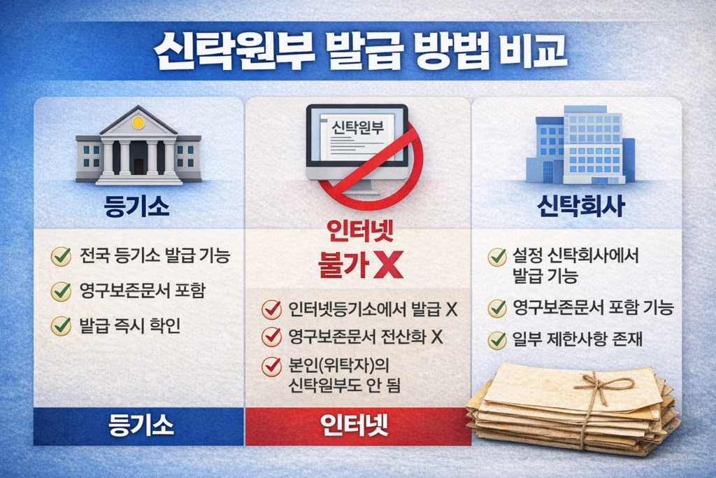 신탁원부 발급 방법 3가지 비교 등기소 인터넷 신탁회사