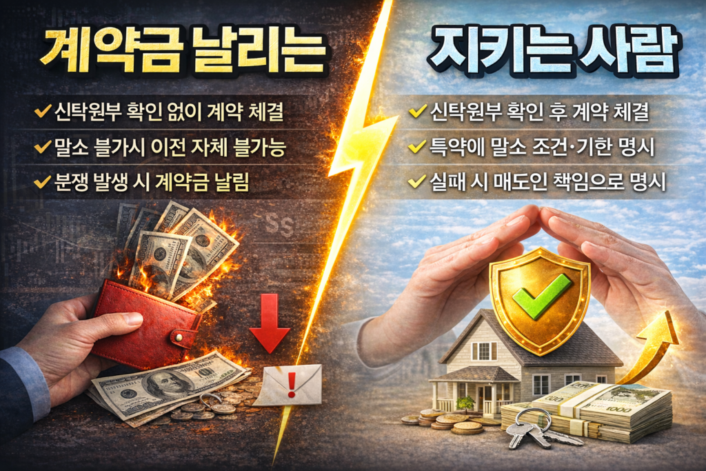 신탁 말소 조건부 계약 구조 설명과 리스크 구조 비교표 