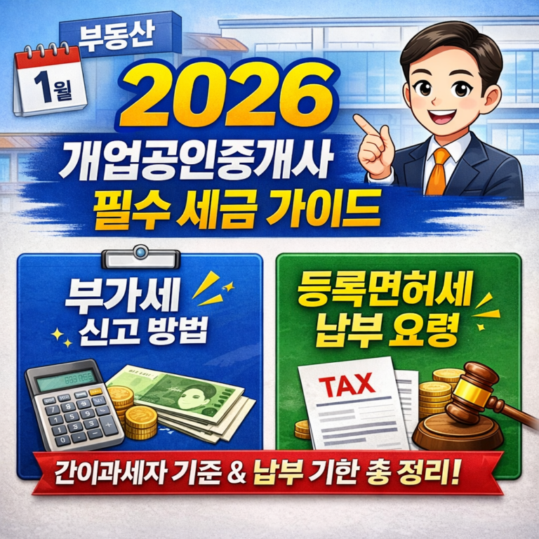 2026 개업공인중개사 필수 세금 가이드 총정리 부가세 종합소득세