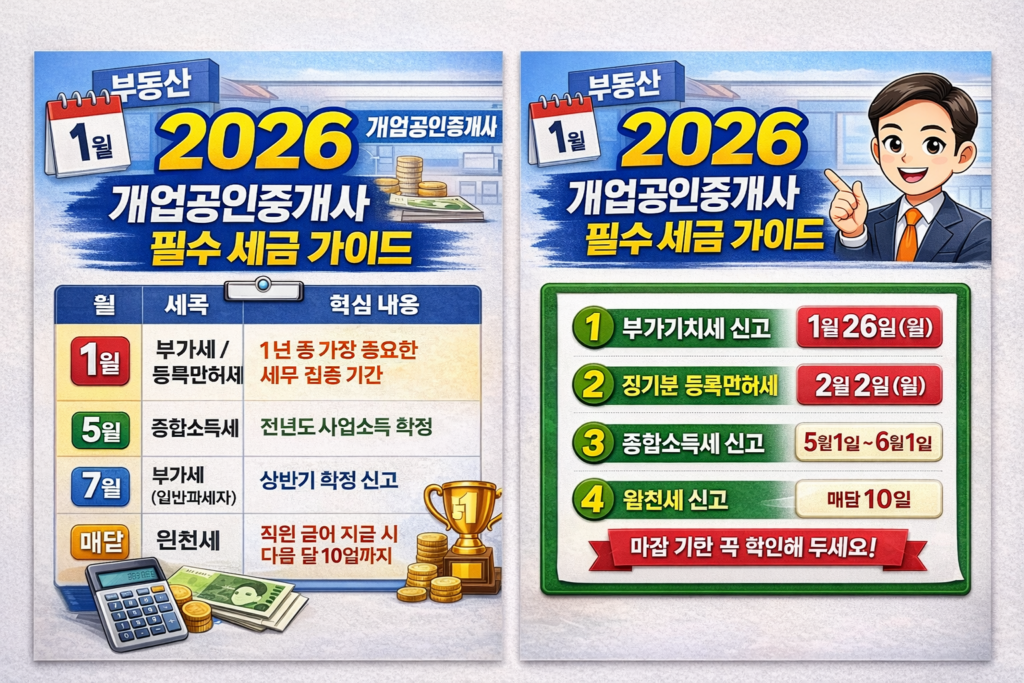 2026년 개업공인중개사 필수 세금 일정표 