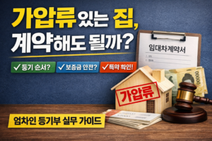 전세 계약 시 잔금 전 가압류·근저당 등 권리변동 위험을 설명하는 이미지