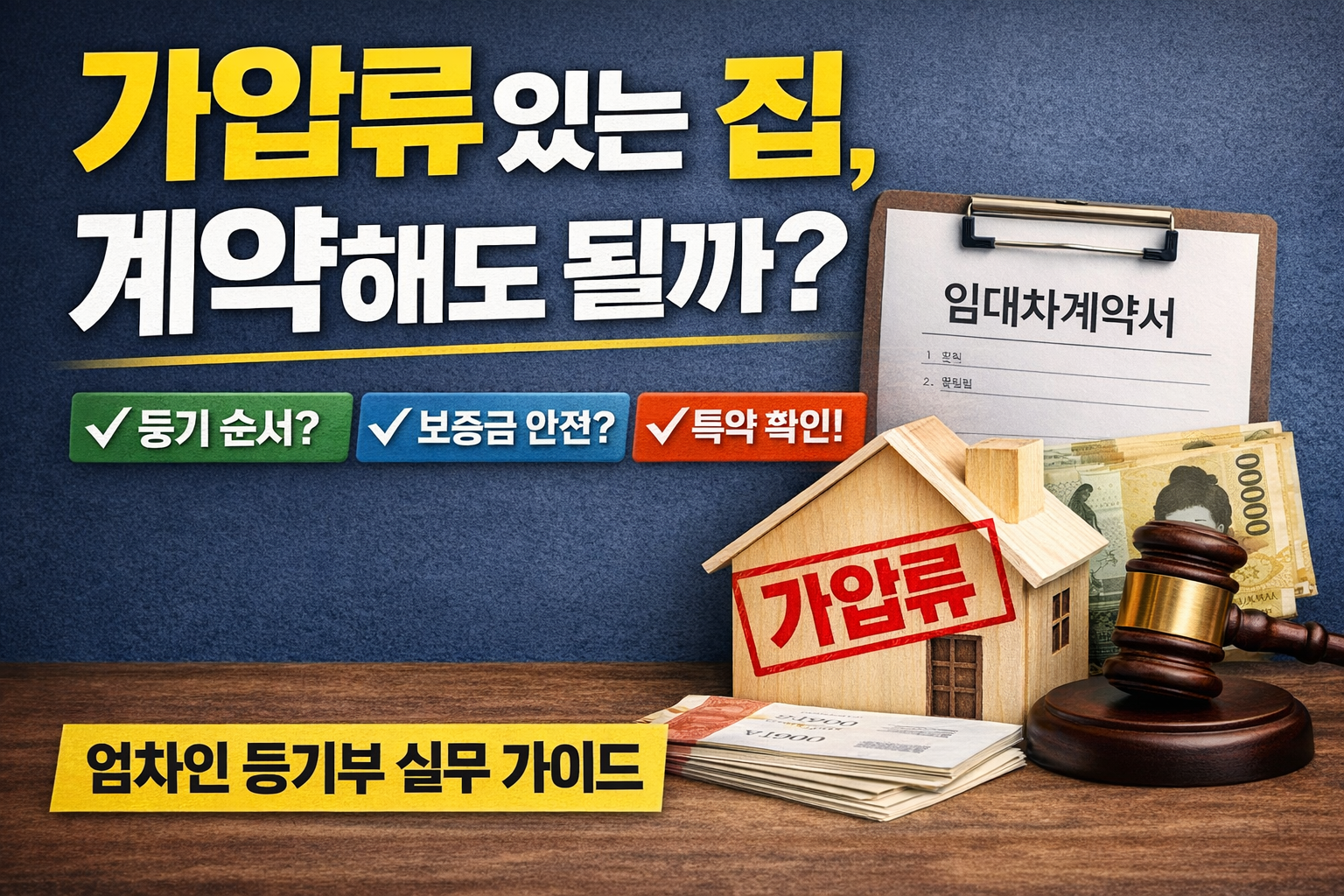 전세 계약 시 잔금 전 가압류·근저당 등 권리변동 위험을 설명하는 이미지